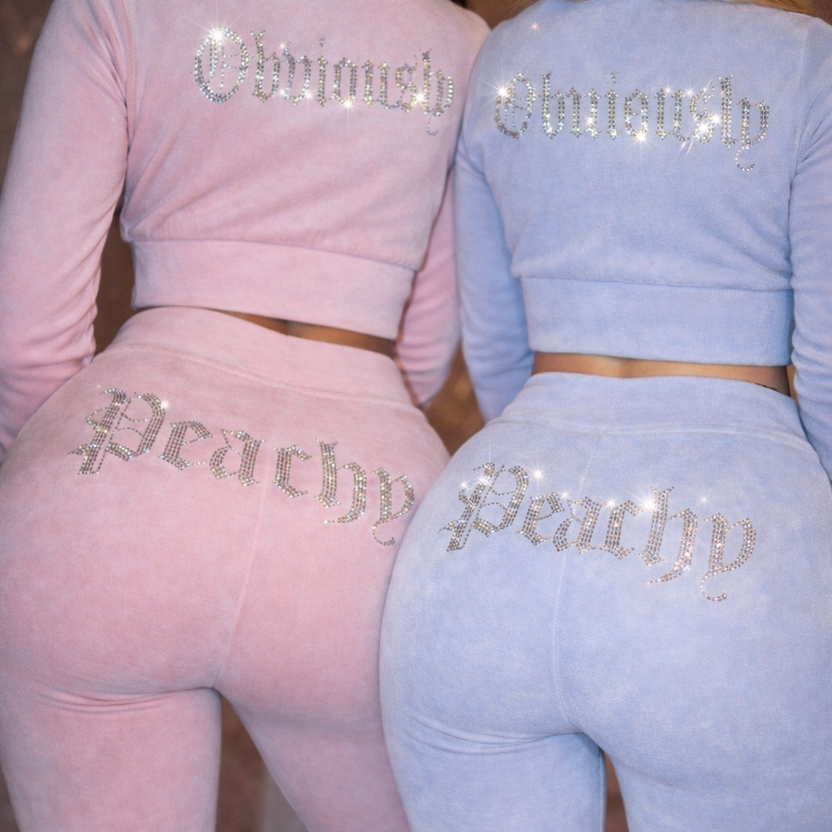 Obviously Peachy Velour Set